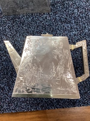 Lot 1154 - FINE VICTORIAN AESTHETIC PERIOD THREE PIECE SILVER TEA SERVICE