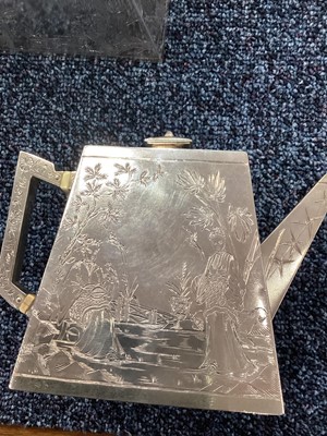 Lot 1154 - FINE VICTORIAN AESTHETIC PERIOD THREE PIECE SILVER TEA SERVICE