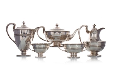 Lot 1162 - EDWARDIAN ART NOUVEAU SILVER FIVE PIECE TEA SERVICE