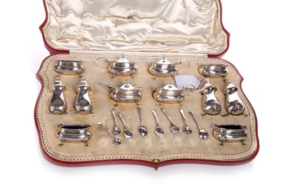 Lot 1169 - GEORGE V SILVER DOUBLE CRUET SET