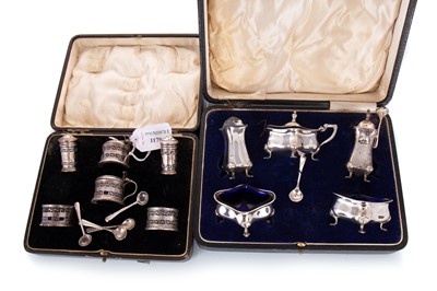 Lot 1170 - TWO SILVER CRUET SETS