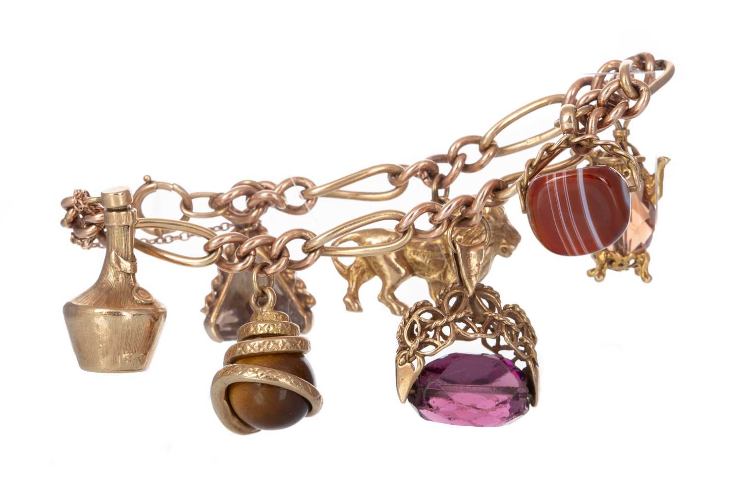 Lot 520 - GOLD CHARM BRACELET