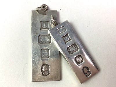 Lot 234 - COLLECTION OF SILVER INGOT PENDANTS