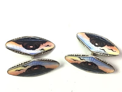 Lot 253 - NILS ERIK ELVIK NORWEGIAN SILVER ENAMEL CUFFLINKS