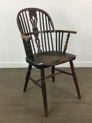 Lot 214 - ELM AND YEW WOOD WINDSOR CHAIR