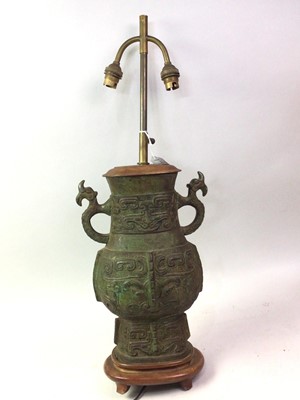 Lot 277 - CHINESE BRONZE TABLE LAMP