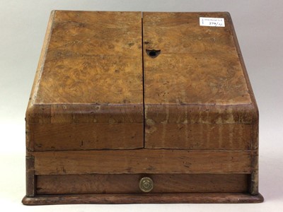 Lot 279 - BURR WALNUT STATIONERY BOX