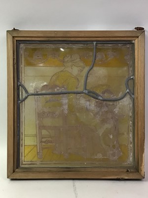 Lot 284 - STAINED AND LEADED GLASS PANEL