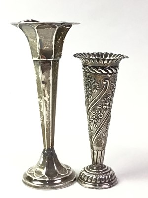 Lot 345 - THREE SILVER SOLIFLEUR VASES