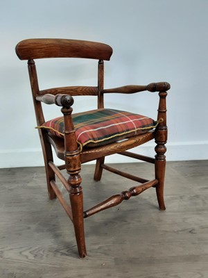 Lot 221 - CHILD'S ASH ELBOW ARMCHAIR