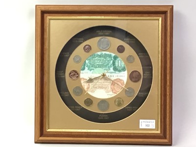 Lot 322 - FRAMED WALL CLOCK