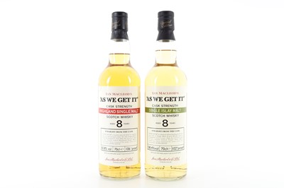 Lot 327 - IAN MACLEOD'S 'AS WE GET IT' ISLAY 8 YEAR OLD AND HIGHLAND 8 YEAR OLD