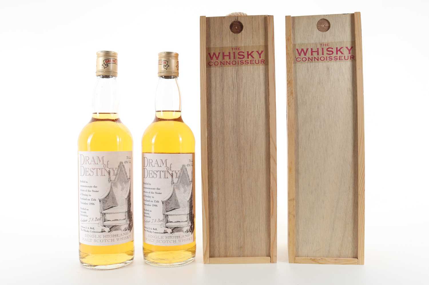 Lot 94 - 2 BOTTLES OF WHISKY CONNOISSEUR DRAM OF DESTINY