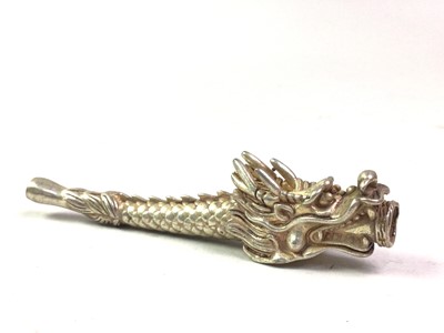 Lot 453 - CHINESE WHITE METAL OPIUM PIPE