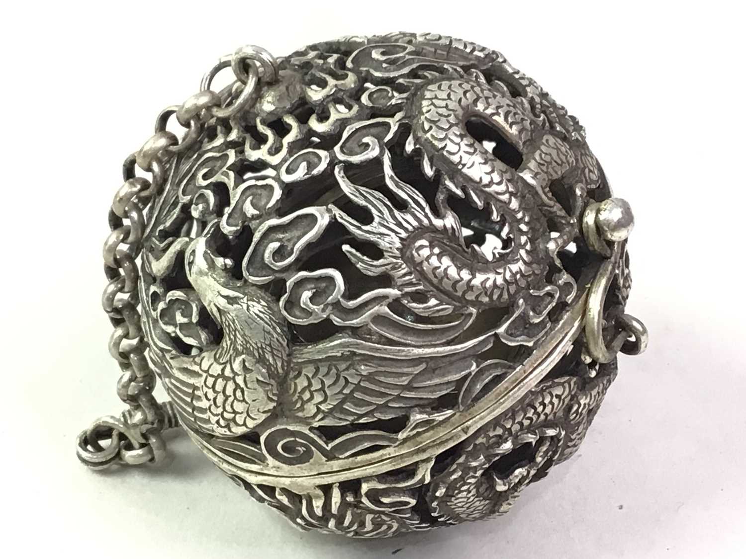 Lot 454 - CHINESE WHITE METAL POMANDER