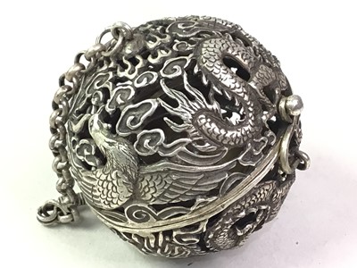 Lot 454 - CHINESE WHITE METAL POMANDER