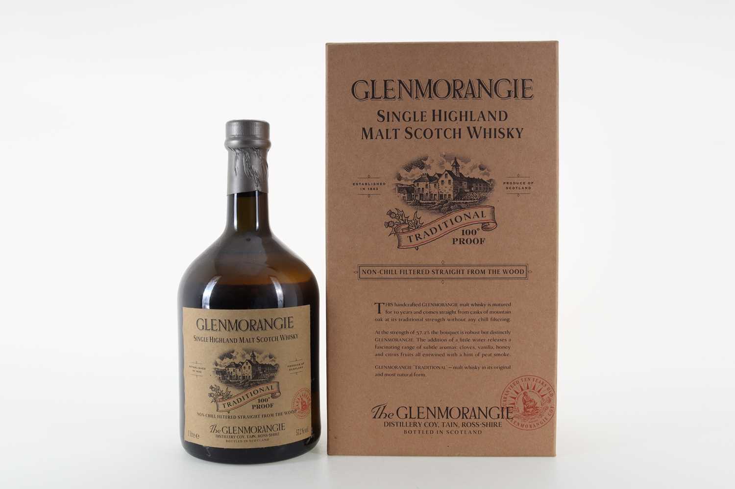 Lot 200 - GLENMORANGIE 10 YEAR OLD TRADITIONAL 100° PROOF 1L