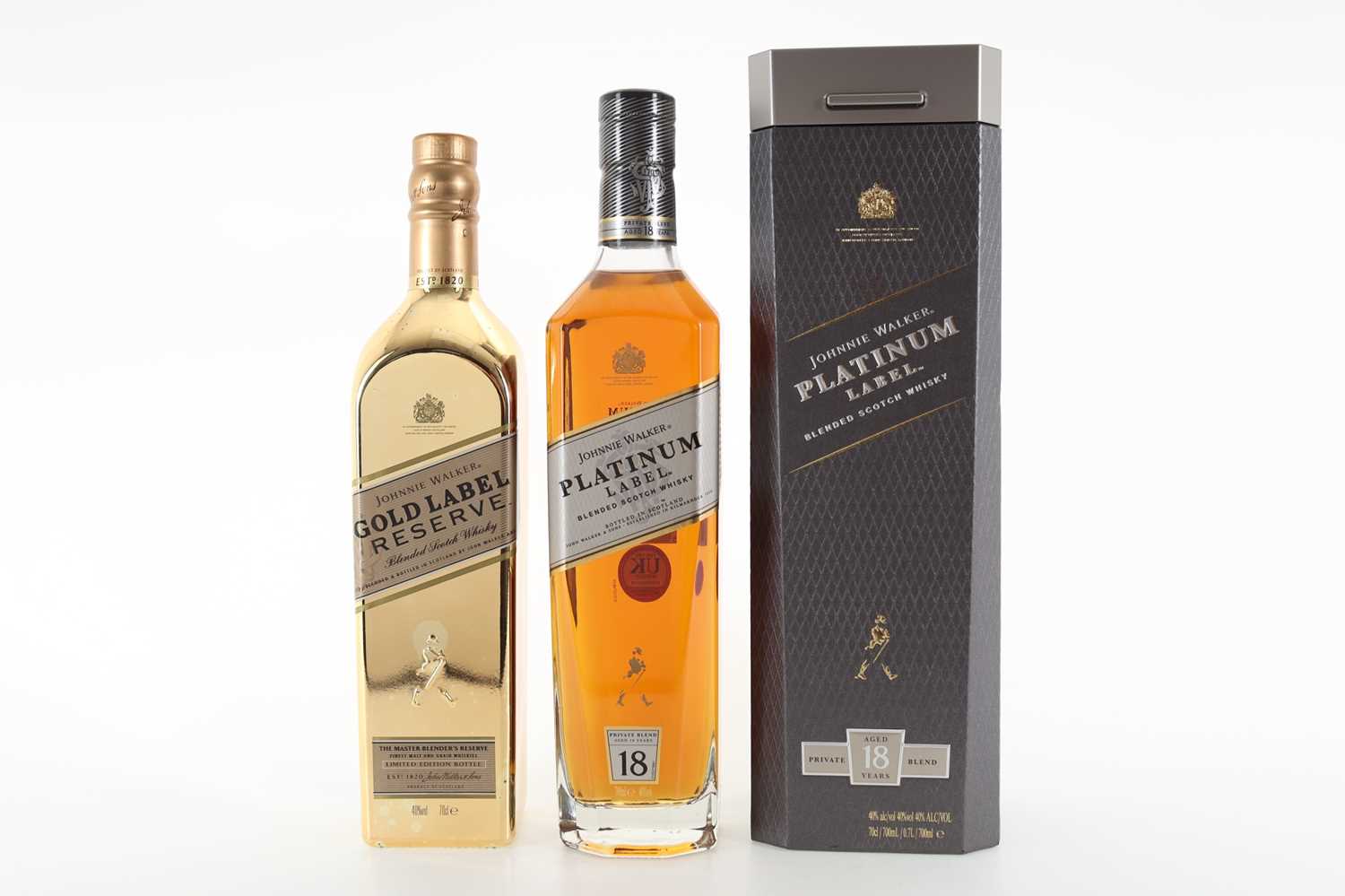 Lot 203 - JOHNNIE WALKER 18 YEAR OLD PLATINUM AND GOLD LABEL RESERVE