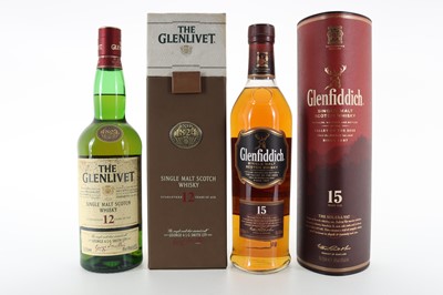 Lot 215 - GLENLIVET 12 YEAR OLD AND GLENFIDDICH 15 YEAR OLD