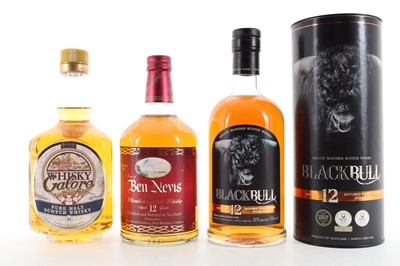 Lot 231 - DEW OF BEN NEVIS 12 YEAR OLD, BLACK BULL 12 YEAR OLD AND WHISKY GALORE PURE MALT