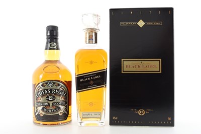 Lot 237 - JOHNNIE WALKER 12 YEAR OLD BLACK LABEL MILLENNIUM EDITION AND CHIVAS REGAL 12 YEAR OLD 1L