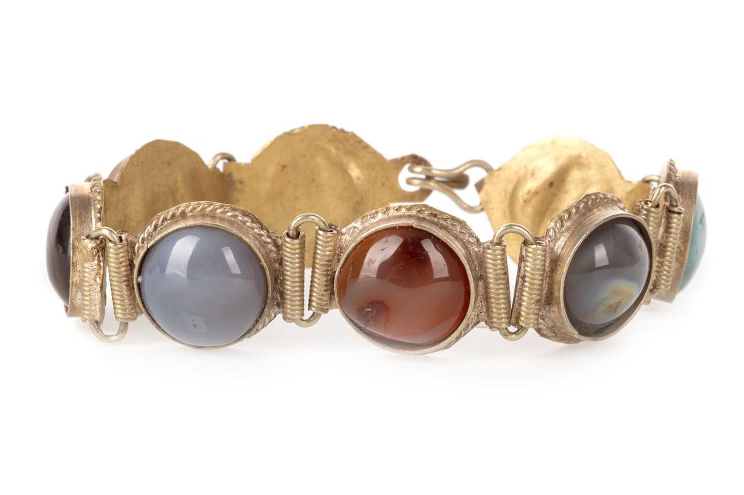 Lot 1077 - TWO SCOTTISH AGATE BRACELETS