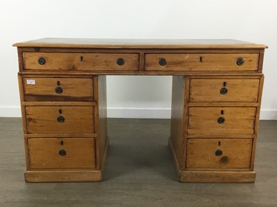 Lot 569 - VICTORIAN PINE PEDESTAL WRITING DESK