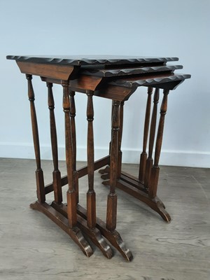 Lot 494 - REPRODUCTION MAHOGANY NEST OF THREE TABLES