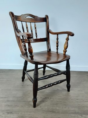 Lot 484 - VICTORIAN OFFICE ELBOW CHAIR