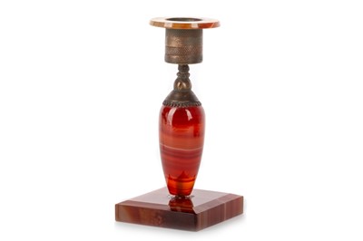 Lot 1103 - SCOTTISH AGATE CANDLESTICK