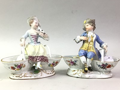 Lot 622 - PAIR OF 19TH CENTURY MEISSEN DOUBLE SALTS