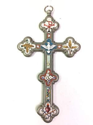 Lot 651 - ITALIAN MICROMOSAIC CROSS