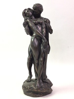 Lot 676 - BRONZED RESIN FIGURE GROUP