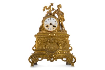 Lot 1000 - FRENCH GILT METAL FIGURAL MANTEL CLOCK