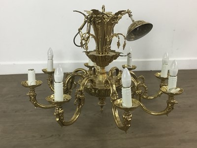 Lot 1422 - SET OF THREE BRASS CHANDELIERS