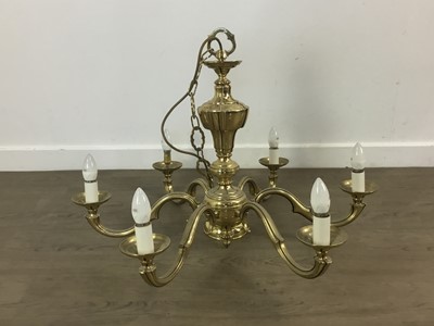 Lot 1424 - BRASS CHANDELIER