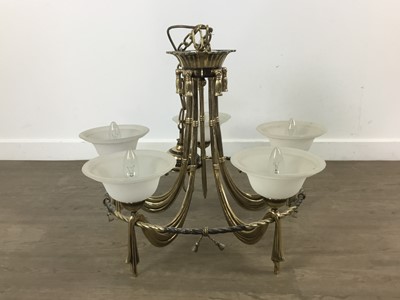 Lot 1425 - BRASS FINISHED CHANDELIER