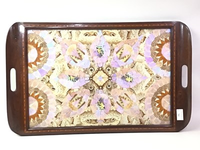 Lot 782 - WALNUT FRAMED BUTTERFLY TRAY