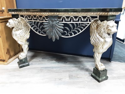 Lot 400A - DECORATIVE MARBLE EFFECT CONSOLE TABLE