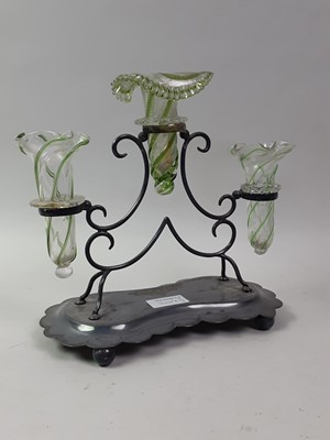 Lot 770 - LATE VICTORIAN SILVER PLATED TABLE FLOWER EPERGNE