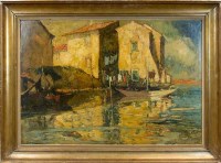 Lot 71 - ITALIAN SCHOOL, BY THE HARBOUR oil on canvas...