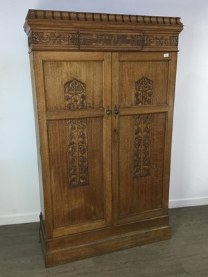 Lot 1438 - OAK ECCLESIASTICAL CUPBOARD