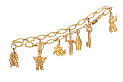 Lot 590 - GOLD CHARM BRACELET