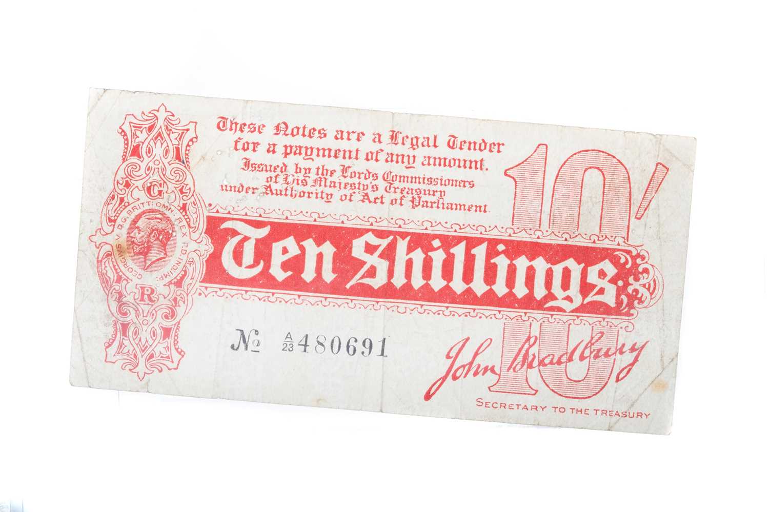 Lot 35 - BRADBURY TEN SHILLING NOTE