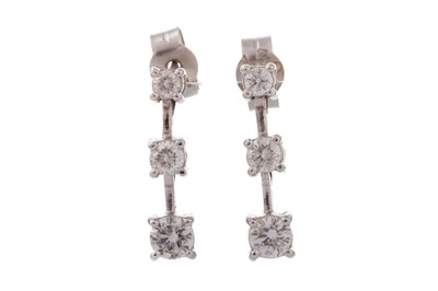 Lot 612 - PAIR OF DIAMOND DROP EARRINGS