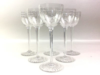 Lot 206 - SET OF SIX CRYSTAL WINE GLASSES