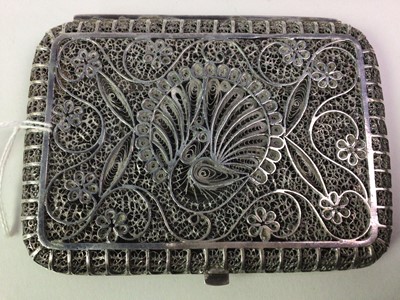 Lot 169 - ORNATE EASTERN WHITE METAL FILIGREE CIGARETTE CASE