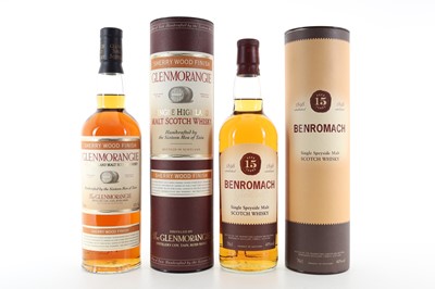 Lot 366 - BENROMACH 15 YEAR OLD AND GLENMORANGIE SHERRY WOOD FINISH