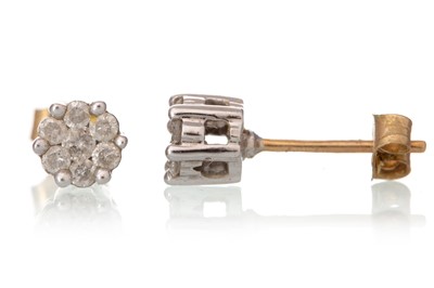 Lot 619 - PAIR OF DIAMOND CLUSTER EARRINGS