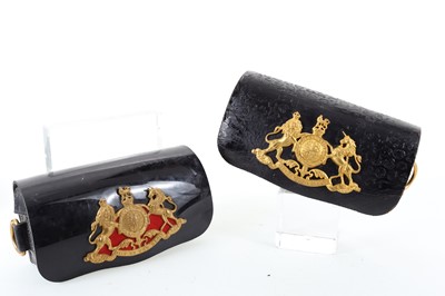 Lot 11 - GROUP OF FOUR HOUSEHOLD CAVALRY LEATHER AMMUNITION POUCHES